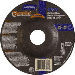 Norton - 36 Grit, 5" Wheel Diam, 3/32" Wheel Thickness, 7/8" Arbor Hole, Type 27 Depressed Center Wheel - Aluminum Oxide - Exact Tooling