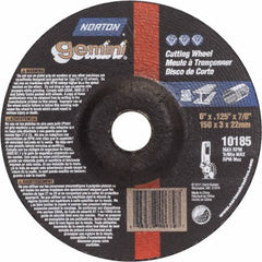 Norton - 36 Grit, 6" Wheel Diam, 1/8" Wheel Thickness, 7/8" Arbor Hole, Type 27 Depressed Center Wheel - Aluminum Oxide - Exact Tooling