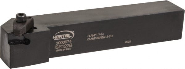Hertel - IS, External, Right Hand, 3.55mm Max Depth of Cut, 0.15" Min Groove Width, Indexable Grooving Tool Holder - I_2R Insert Compatibility, 3/4" Shank Height, 3/4" Shank Width, 4-1/2" OAL - Exact Tooling