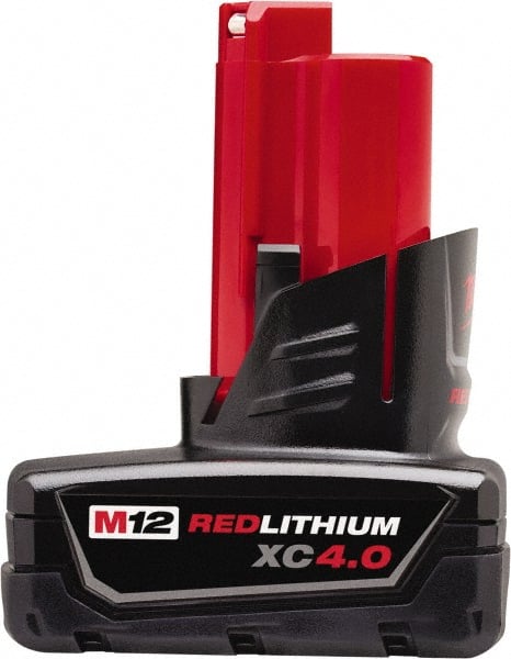 Milwaukee Tool - 12 Volt Lithium-Ion Power Tool Battery - 4 Ahr Capacity, 1-1/2 hr Charge Time, Series M12 XC RED - Exact Tooling