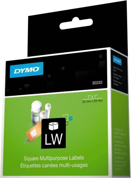Dymo - 1" Long, White Label Printer Cartridge - For DYMO LabelWriter Printers - Exact Tooling