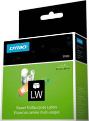 Dymo - 1" Long, White Label Printer Cartridge - For DYMO LabelWriter Printers - Exact Tooling