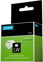 Dymo - 3-1/2" Long, Clear Label Printer Cartridge - For DYMO LabelWriter Printers - Exact Tooling