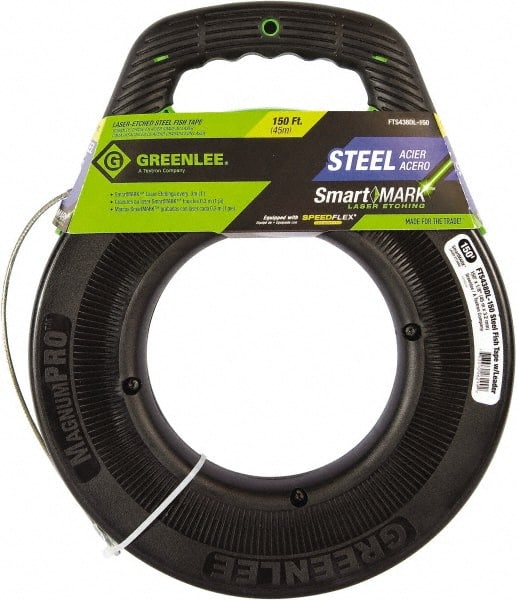 Greenlee - 150 Ft. Long x 1/8 Inch Wide, Steel Fish Tape - Includes Case - Exact Tooling