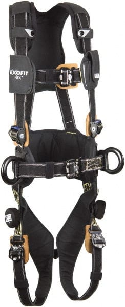 DBI/SALA - 420 Lb Capacity, Size M, Full Body Construction Safety Harness - Nomex/Kevlar Webbing, Side D-Ring, Quick Connect Leg Strap, Quick Connect Chest Strap, Black - Exact Tooling