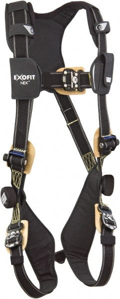 DBI/SALA - 420 Lb Capacity, Size S, Full Body Arc Flash Safety Harness - Nomex/Kevlar Webbing, Quick Connect Leg Strap, Quick Connect Chest Strap, Black - Exact Tooling