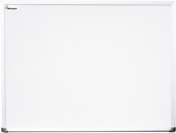 Ability One - 2" High x 53" Wide Porcelain on Steel Magnetic Marker Board with Wood Frame - Porcelain, 77" Deep - Exact Tooling
