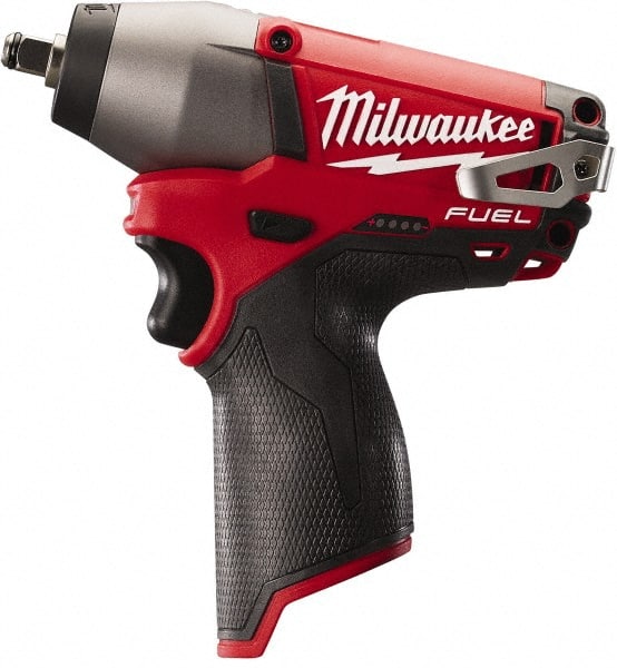 Milwaukee Tool - 3/8" Drive 12 Volt Pistol Grip Cordless Impact Wrench & Ratchet - 0 to 2,650 RPM, 0 to 3,500 BPM, 116.66 Ft/Lb Torque, Lithium-Ion Batteries Not Included - Exact Tooling