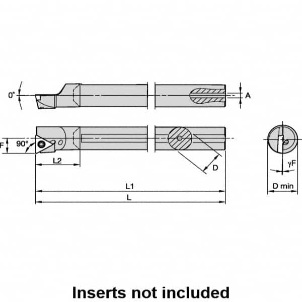 Kennametal - 16mm Min Bore Diam, 183.17mm OAL, 12mm Shank Diam, L-STFP Indexable Boring Bar - 24.35mm Max Bore Depth, TP.. 110204 Insert, Screw Holding Method - Exact Tooling