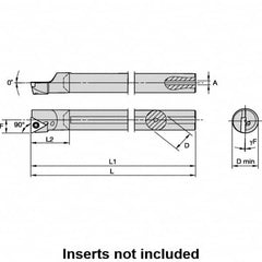 Kennametal - 16mm Min Bore Diam, 183.17mm OAL, 12mm Shank Diam, L-STFP Indexable Boring Bar - 24.35mm Max Bore Depth, TP.. 110204 Insert, Screw Holding Method - Exact Tooling
