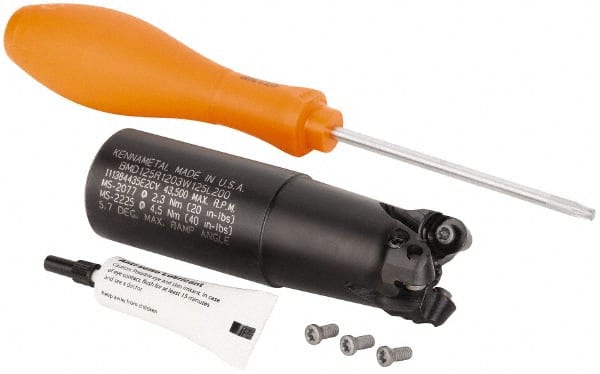 Kennametal - 32mm Cutting Diam, 32mm Shank Diam, 1.26" Max Depth of Cut, Straight Shank Indexable Copy End Mill - 3 Inserts, RP.T 1204M0.. Insert, Through Coolant - Exact Tooling