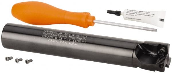 Kennametal - 1-1/2" Cut Diam, 11mm Max Depth of Cut, 1-1/4" Shank Diam,Indexable Plunge End Mill - Straight Shank, SD.T 43.. Insert Style, Through Coolant, Series Z-Axis - Exact Tooling