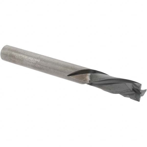 Kennametal - 1/4" Cutting Diam x 3/4" Length of Cut, 3 Flute, Compression Spiral Router Bit - Diamond Coated, Right Hand Cut, Solid Carbide, 2-1/2" OAL x 1/4" Shank Diam, Double Edge, 25° Helix Angle - Exact Tooling