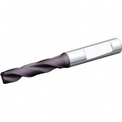 Kennametal - 8.2mm 140° Spiral Flute Solid Carbide Screw Machine Drill Bit - Multilayer TiAlN Finish, Right Hand Cut, 47mm Flute Length, 89mm OAL, Standard Point, Whistle Notch Shank - Exact Tooling