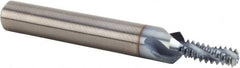 Kennametal - 1/4-28 UNF, 0.2028" Cutting Diam, 3 Flute, Solid Carbide Helical Flute Thread Mill - 62mm OAL, 8mm Shank Diam - Exact Tooling