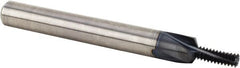 Kennametal - M3x0.50 Metric Coarse, 0.0945" Cutting Diam, 3 Flute, Solid Carbide Helical Flute Thread Mill - Internal Thread, 6.24mm LOC, 42mm OAL, 4mm Shank Diam - Exact Tooling