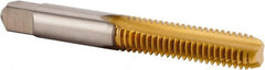 Kennametal - #6-32 UNC 2B 2 Flute TiN Finish High Speed Steel Straight Flute Standard Hand Tap - Bottoming, Right Hand Thread, 50.8mm OAL, 17.48mm Thread Length, H3 Limit, Oversize - Exact Tooling