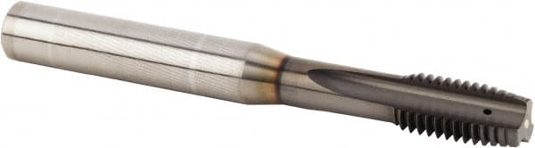 Kennametal - M6x1.00 Metric Coarse 6HX 3 Flute TiN Finish Solid Carbide Straight Flute Machine Tap - Plug, Right Hand Thread, 70mm OAL, 12mm Thread Length, Oversize, Through Coolant - Exact Tooling