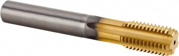 Kennametal - M20x2.50 Metric Coarse 6HX 5 Flute TiAlN Finish Solid Carbide Straight Flute Machine Tap - Bottoming, Right Hand Thread, 140mm OAL, 30mm Thread Length, Oversize, Through Coolant - Exact Tooling