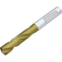 Kennametal - 6.5mm 140° Spiral Flute Solid Carbide Screw Machine Drill Bit - Multilayer TiAlN Finish, Right Hand Cut, 34mm Flute Length, 79mm OAL, Standard Point, Whistle Notch Shank - Exact Tooling