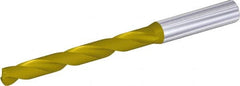 Kennametal - 18.8mm 140° Spiral Flute Solid Carbide Screw Machine Drill Bit - Multilayer TiAlN Finish, Right Hand Cut, 79mm Flute Length, 131mm OAL, Standard Point, Straight Shank, Through Coolant - Exact Tooling