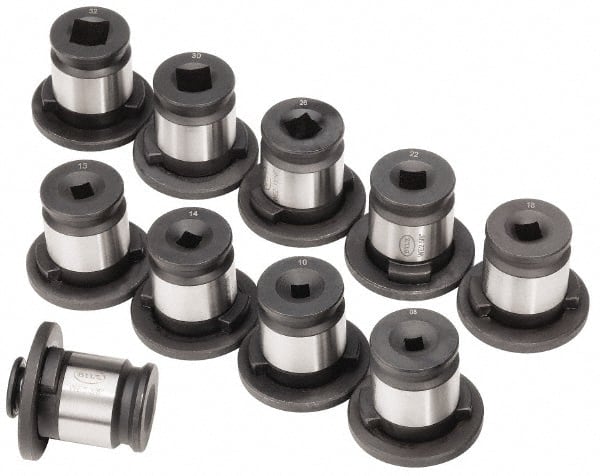 Kennametal - 5/16 to 7/8 Inch Tap, Tapping Adapter Set - 5/16, 3/8, 7/16, 1/2, 9/16, 5/8, 11/16, 3/4, 13/16, 7/8 Inch Tap, Quick Change, Through Coolant - Exact Tooling