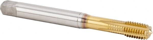 Kennametal - M8x1.25 Metric Coarse 6HX Modified Bottoming Thread Forming Tap - Powdered Metal High Speed Steel, TiN Finish, 90mm OAL, 14mm Thread Length, Right Hand Thread, Series T622 - Exact Tooling