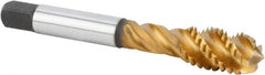 Kennametal - 3/8-16 UNC 3 Flute 2BX Modified Bottoming Spiral Flute Tap - Powdered Metal, TiCN/TiN Finish, 74.68mm OAL, Right Hand Flute, Right Hand Thread, Series T630 - Exact Tooling