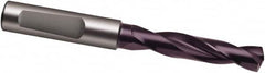 Guhring - 5.4mm 140° Spiral Flute Solid Carbide Screw Machine Drill Bit - FIREX Finish, Right Hand Cut, 28mm Flute Length, 66mm OAL, SU Point, Whistle Notch Shank, Through Coolant - Exact Tooling