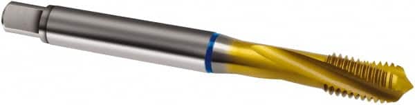 Guhring - M3x0.50 Metric 3 Flute 6H Modified Bottoming Spiral Flute Tap - Cobalt, TiN Finish, 56mm OAL, Right Hand Flute, Right Hand Thread, D2/D3, Series 2896 - Exact Tooling