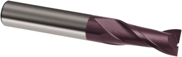Guhring - 5/64", 1/4" LOC, 1/8" Shank Diam, 1-1/2" OAL, 2 Flute, Solid Carbide Square End Mill - Single End, FIREX Finish, Spiral Flute, 30° Helix, Right Hand Cut, Right Hand Flute, Series 3148 - Exact Tooling