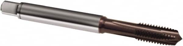 Guhring - M4x0.70 Metric, 3 Flute, TiAlN Finish, Powdered Metal Spiral Point Tap - Plug Chamfer, Right Hand Thread, 56mm OAL, 6H Class of Fit, Series 2916 - Exact Tooling