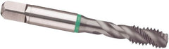 Guhring - #4-48 UNF 3 Flute 2B Modified Bottoming Spiral Flute Tap - Cobalt, TiCN Finish, 1.882" OAL, Right Hand Flute, Right Hand Thread, H2/H3, Series 3950 - Exact Tooling
