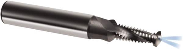 Guhring - M10x1.50 Metric, 0.3346" Cutting Diam, 2 Flute, Solid Carbide Helical Flute Thread Mill - Internal Thread, 22.5mm LOC, 80mm OAL, 12mm Shank Diam - Exact Tooling