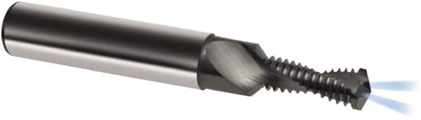 Guhring - 7/16-14 UNC, 0.3701" Cutting Diam, 2 Flute, Solid Carbide Helical Flute Thread Mill - Internal Thread, 25mm LOC, 80mm OAL, 12mm Shank Diam - Exact Tooling