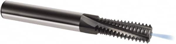 Guhring - #10-24 UNC, 0.1339" Cutting Diam, 3 Flute, Solid Carbide Helical Flute Thread Mill - Internal Thread, 7/16" LOC, 54mm OAL, 6mm Shank Diam - Exact Tooling
