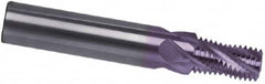 Guhring - 1/16-27 NPTF, 0.213" Cutting Diam, 3 Flute, Solid Carbide Helical Flute Thread Mill - Internal Thread, 0.39" LOC, 2-1/4" OAL - Exact Tooling