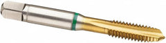 Guhring - #8-32 UNC, 3 Flute, TiN Finish, Cobalt Spiral Point Tap - Plug Chamfer, Right Hand Thread, 2.13" OAL, Series 3986 - Exact Tooling
