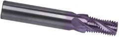 Guhring - 1/4-18 NPT, 0.391" Cutting Diam, 4 Flute, Solid Carbide Helical Flute Thread Mill - Internal Thread, 0.583" LOC, 3-1/4" OAL, 1/2" Shank Diam - Exact Tooling