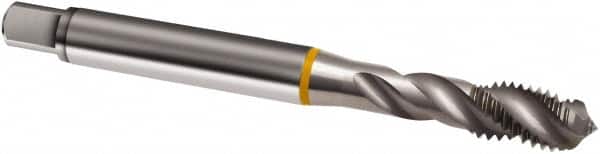 Guhring - M3.5x0.60 Metric 3 Flute 6H Modified Bottoming Spiral Flute Tap - Cobalt, Bright Finish, 56mm OAL, Right Hand Flute, Right Hand Thread, D3/D4, Series 810 - Exact Tooling