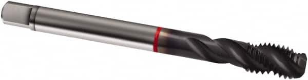 Guhring - M10x1.50 Metric 3 Flute 6H Modified Bottoming Spiral Flute Tap - Cobalt, TiCN Finish, 100mm OAL, Right Hand Flute, Right Hand Thread, D4/D5, Series 1917 - Exact Tooling