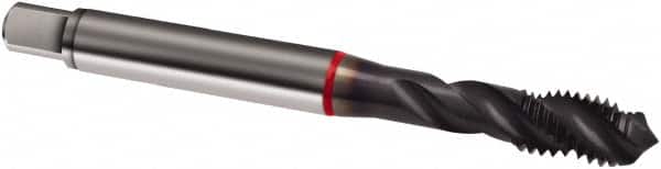 Guhring - M7x1.00 Metric 3 Flute 6H Modified Bottoming Spiral Flute Tap - Cobalt, TiCN Finish, 80mm OAL, Right Hand Flute, Right Hand Thread, D4/D5, Series 1916 - Exact Tooling