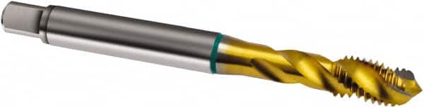 Guhring - 1/4-20 UNC 3 Flute 2B Modified Bottoming Spiral Flute Tap - Cobalt, TiN Finish, 80mm OAL, Right Hand Flute, Right Hand Thread, H4/H5, Series 1837 - Exact Tooling