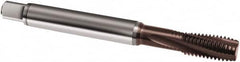 Guhring - #10-24 UNC 3 Flute 3BX Modified Bottoming Spiral Flute Tap - Powdered Metal, TiAlN Finish, 70mm OAL, Right Hand Flute, Right Hand Thread, H3, Series 1067 - Exact Tooling