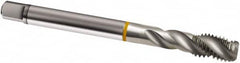 Guhring - 1/4-28 UNF 3 Flute 2B Modified Bottoming Spiral Flute Tap - Cobalt, Bright Finish, 80mm OAL, Right Hand Flute, Right Hand Thread, H3/H4, Series 911 - Exact Tooling