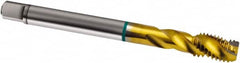 Guhring - #12-28 UNF 3 Flute 2B Modified Bottoming Spiral Flute Tap - Cobalt, TiN Finish, 80mm OAL, Right Hand Flute, Right Hand Thread, H3/H4, Series 1838 - Exact Tooling