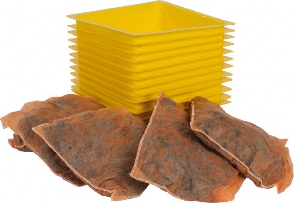 PRO-SAFE - 3 Quart Capacity, 10 Inch Long x 10 Inch Wide, Plastic Drip Pan - 2 Inch High, Gray and Yellow - Exact Tooling