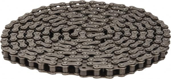 Browning - 1/2" Pitch, ANSI 41, Single Strand Roller Chain - Chain No. 41, 10 Ft. Long, 0.306" Roller Diam, 1/4" Roller Width - Exact Tooling