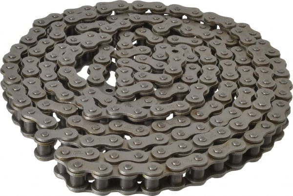 Browning - 5/8" Pitch, ANSI 50, Single Strand Roller Chain - Chain No. 50, 10 Ft. Long, 0.4" Roller Diam, 3/8" Roller Width - Exact Tooling