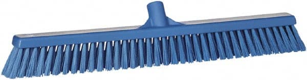 Vikan - 24" Combo Duty Polyester Push Broom - 2" Bristle Length, Plastic Block, European Threaded Handle Connection - Exact Tooling